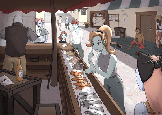 Sunday Market - Flatcolor Illustration