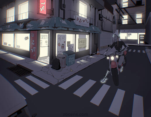 Streets of Neo- Lucin - Flatcolor Illustration